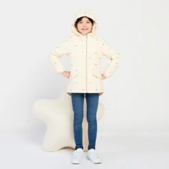 Parka van gom met fluwelen voering en iriserende hartjesprint meisjes