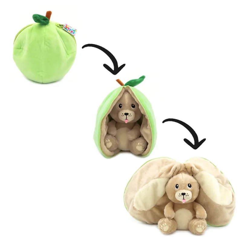Peluche Flipetz 2 en 1 Crocket le chien/pomme verte
