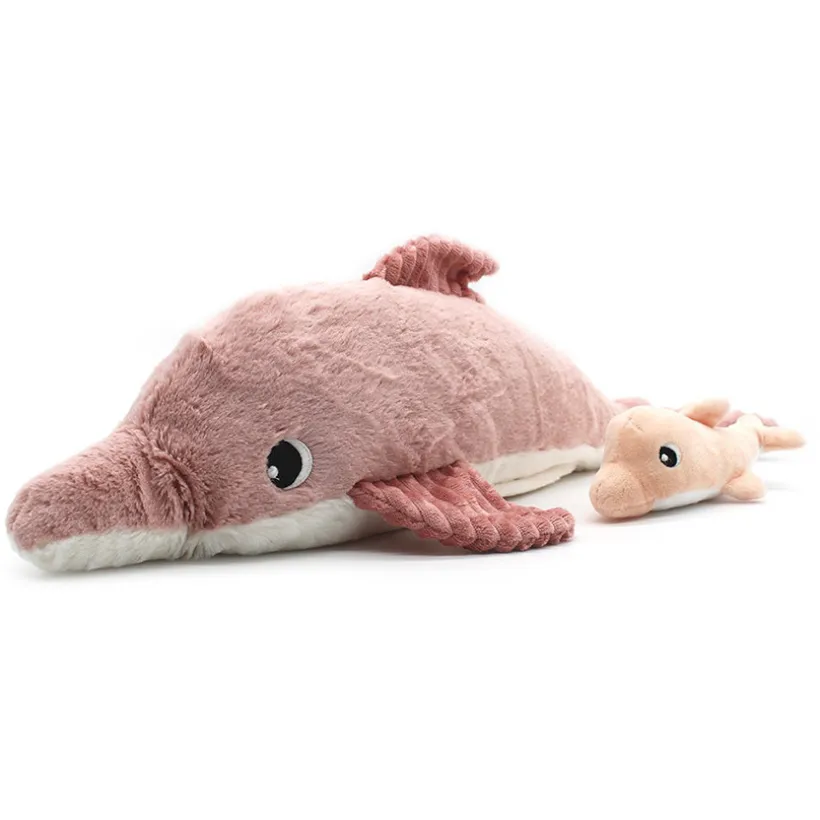 Peluche moyenne/grande Ptipotos Maman dauphin et son bébé rose