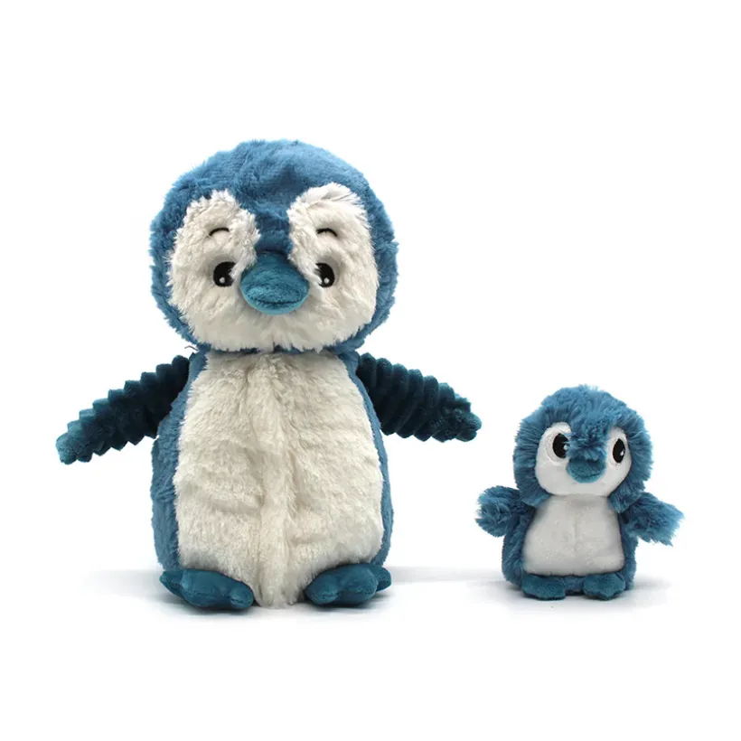 Peluche moyenne Ptipotos maman pingouin et son bébé bleu