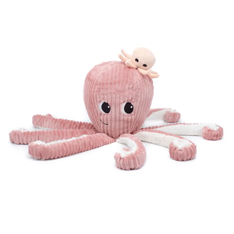 Peluche Ptipotos maman pieuvre et son bébé rose