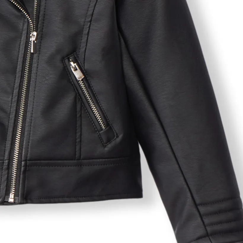 Perfecto in zwart imitatieleer met sherpavoering meisjes
