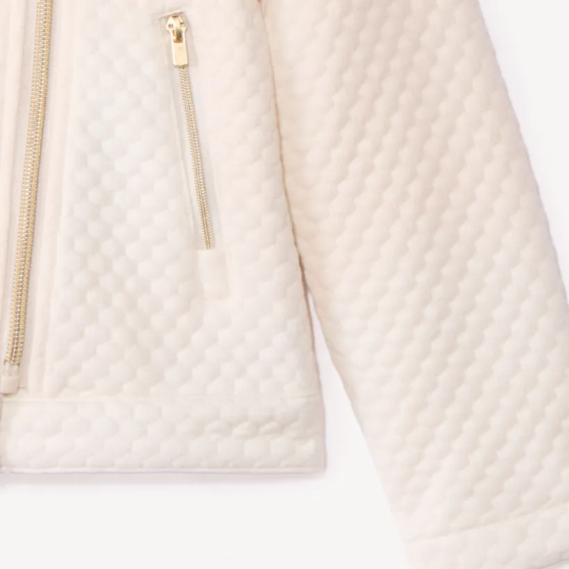 Perfectojas van fleece met doorgestikte look en sherpa-voering meisjes