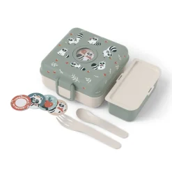 Personaliseerbare lunchbox 850ml Snacky met bestek Raccoon