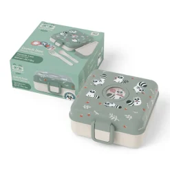 Personaliseerbare lunchbox 850ml Snacky met bestek Raccoon