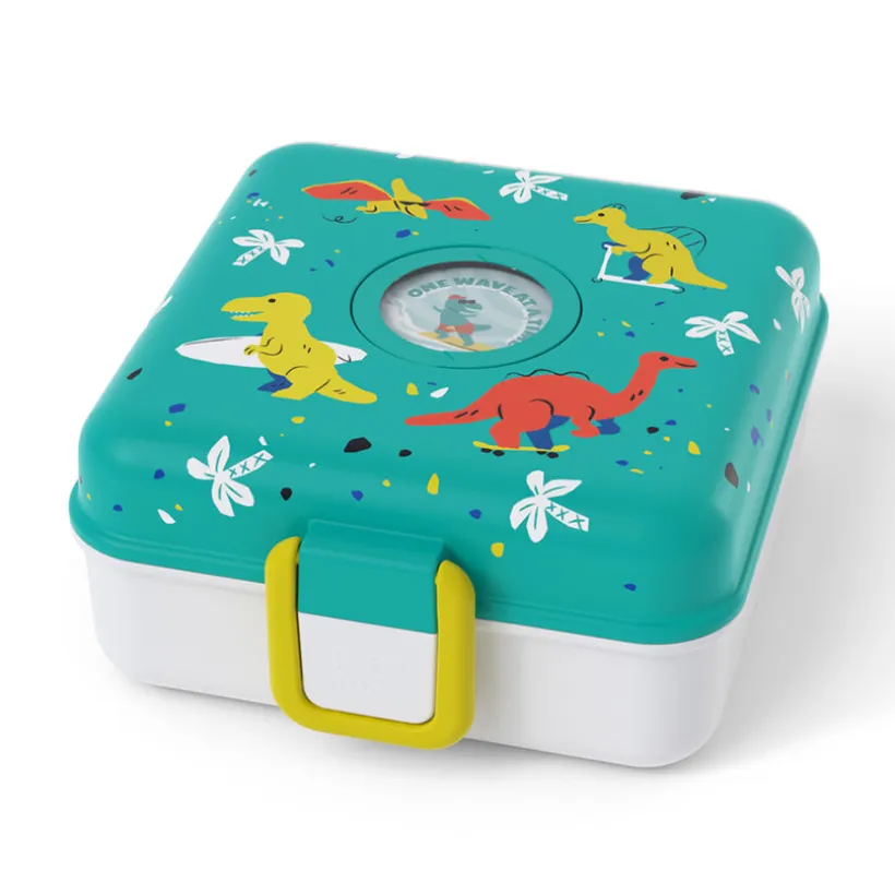 Personaliseerbare lunchbox 850ml Snacky met bestek Dino