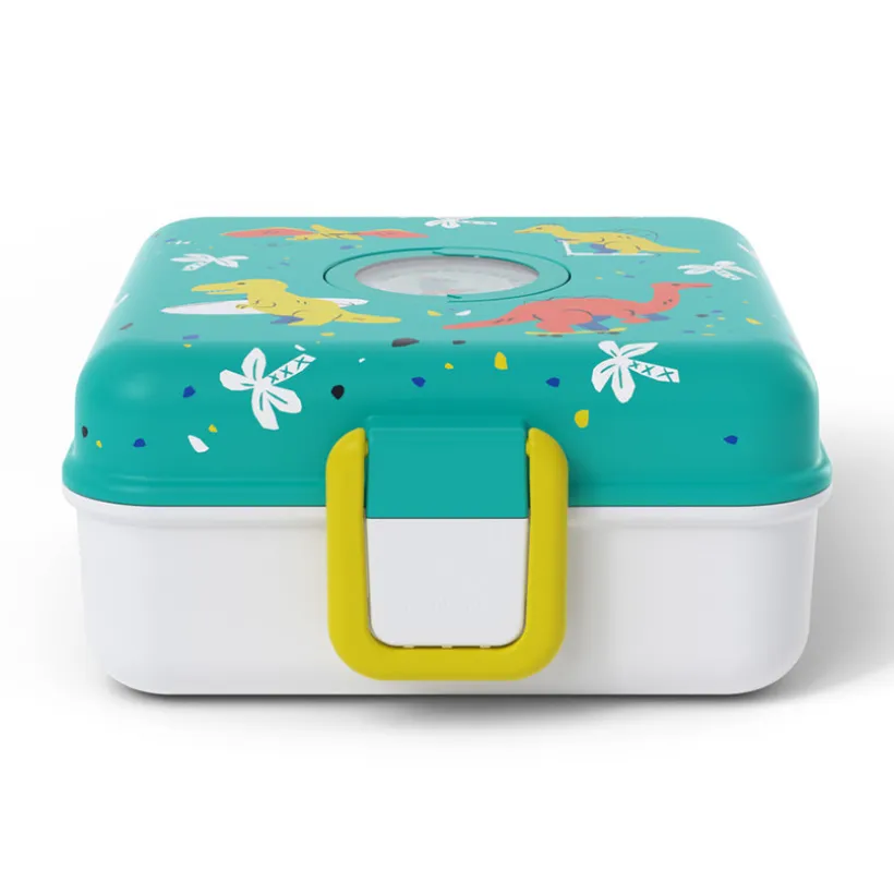 Personaliseerbare lunchbox 850ml Snacky met bestek Dino