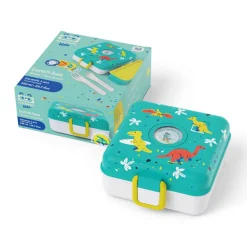Personaliseerbare lunchbox 850ml Snacky met bestek Dino