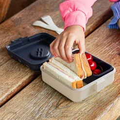 Personaliseerbare lunchbox 850ml Snacky met bestek Wolf Blauw