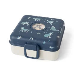 Personaliseerbare lunchbox 850ml Snacky met bestek Wolf Blauw