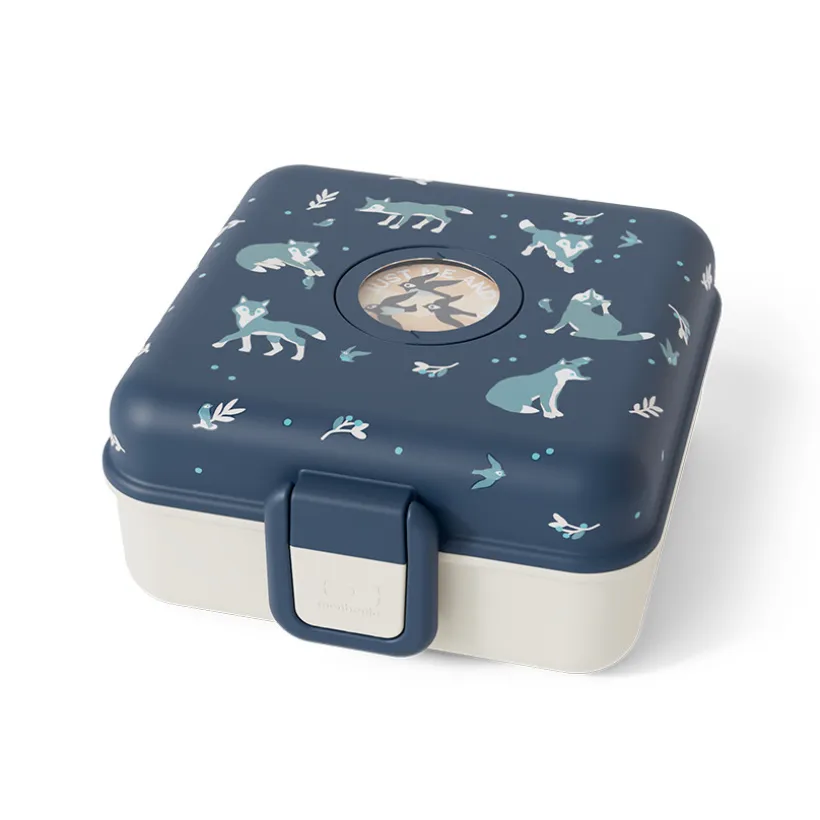 Personaliseerbare lunchbox 850ml Snacky met bestek Wolf Blauw