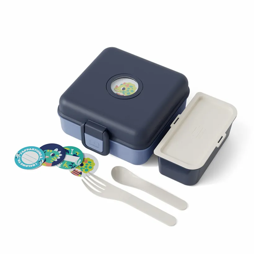 Personaliseerbare lunchbox 850ml Snacky met bestek Blue Infinity