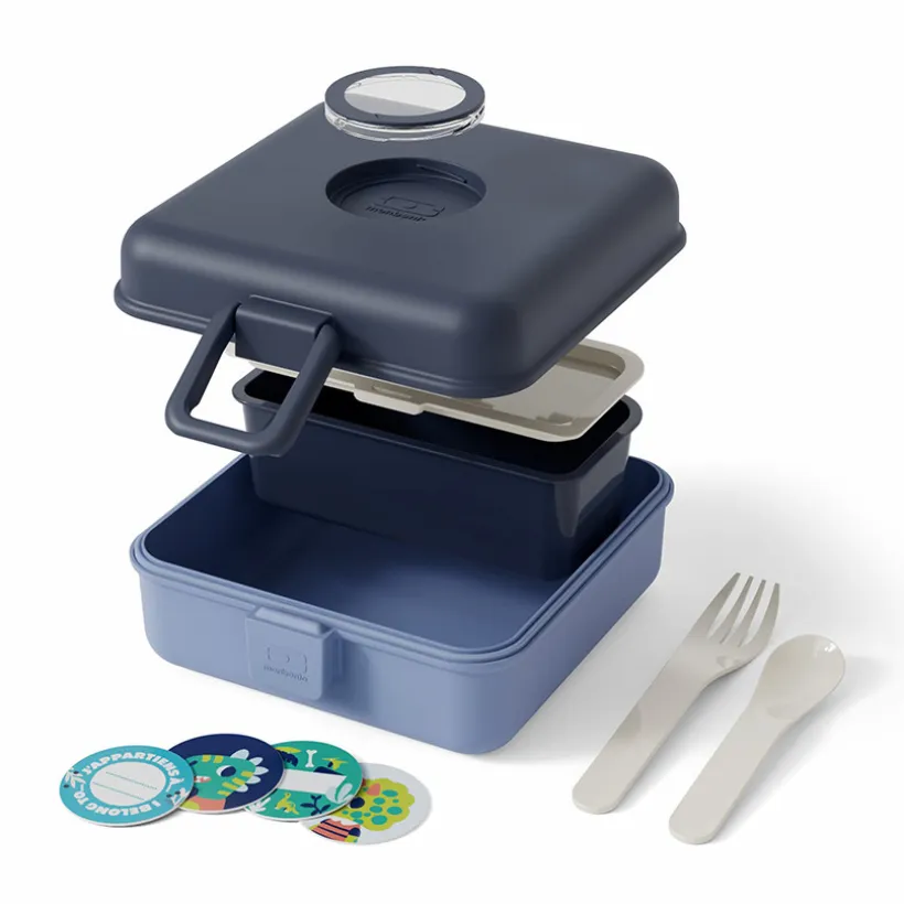 Personaliseerbare lunchbox 850ml Snacky met bestek Blue Infinity