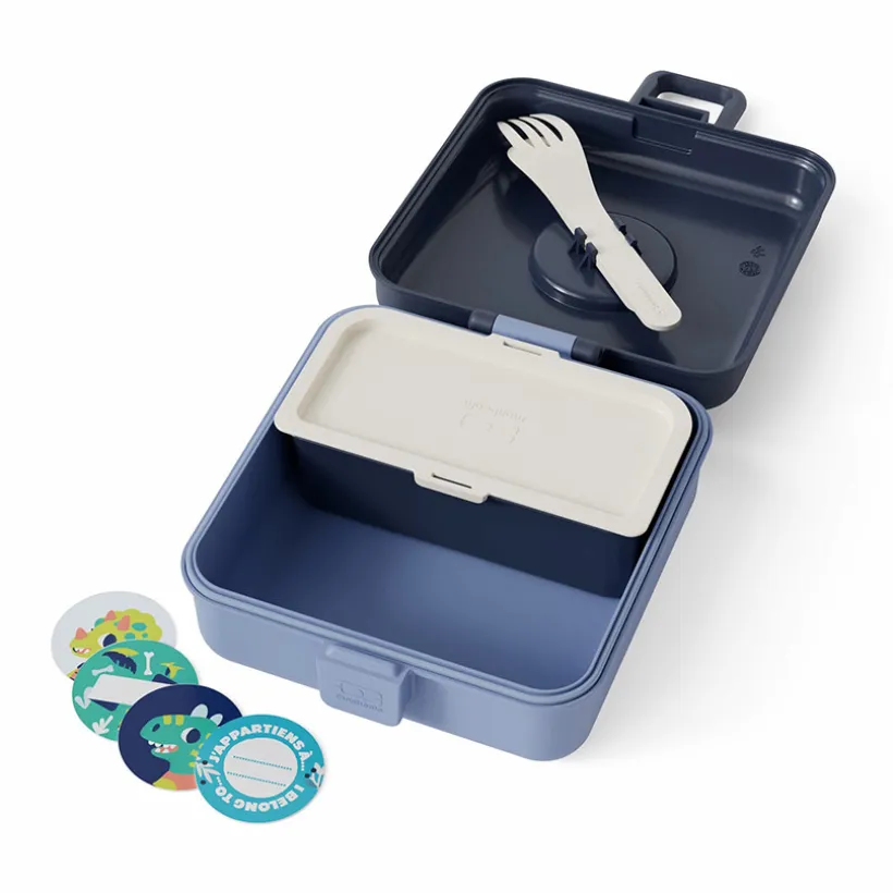 Personaliseerbare lunchbox 850ml Snacky met bestek Blue Infinity