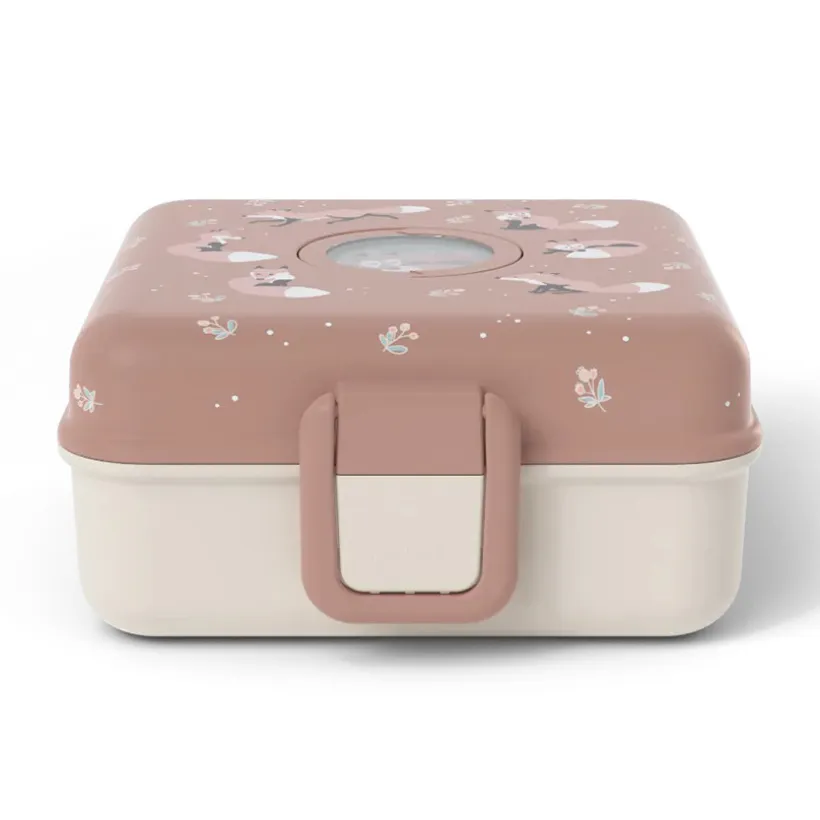 Personaliseerbare lunchbox 850ml Snacky met bestek Fox
