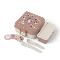 Personaliseerbare lunchbox 850ml Snacky met bestek Fox