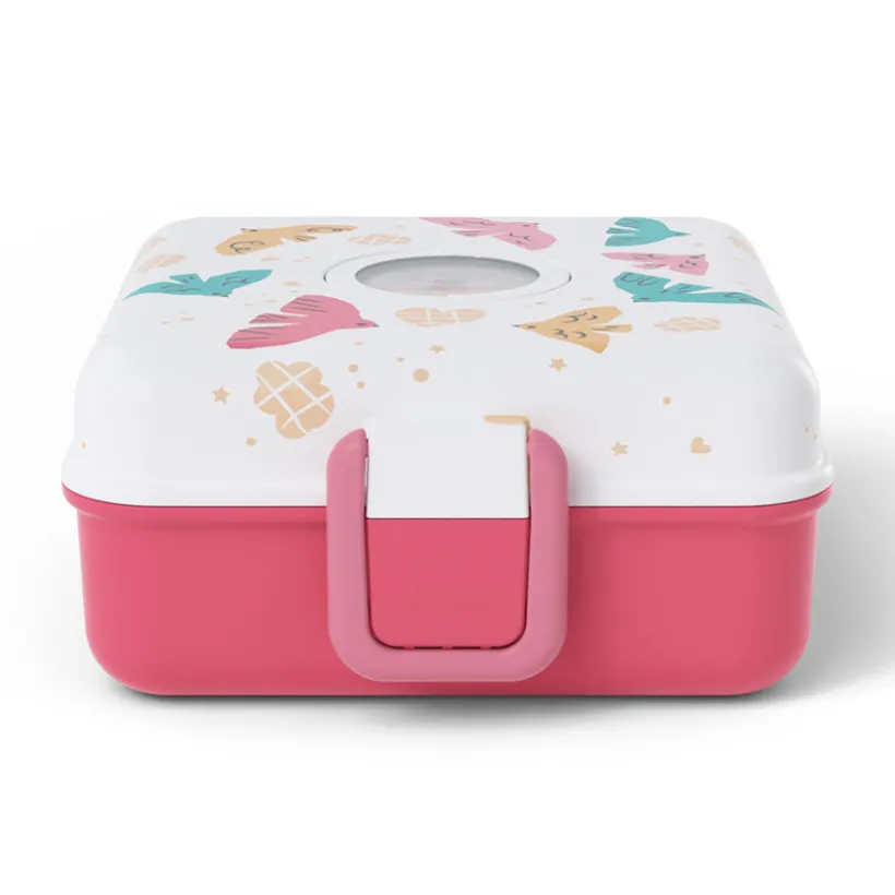 Personaliseerbare lunchbox 850ml Snacky met bestek Birds