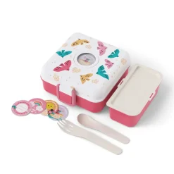 Personaliseerbare lunchbox 850ml Snacky met bestek Birds