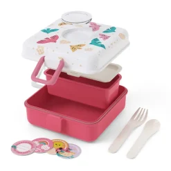 Personaliseerbare lunchbox 850ml Snacky met bestek Birds