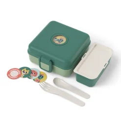 Personaliseerbare lunchbox 850ml Snacky met bestek Forest Groen