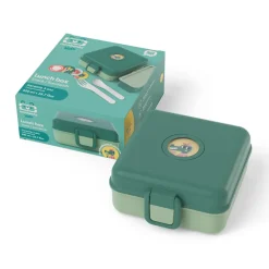 Personaliseerbare lunchbox 850ml Snacky met bestek Forest Groen