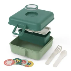 Personaliseerbare lunchbox 850ml Snacky met bestek Forest Groen
