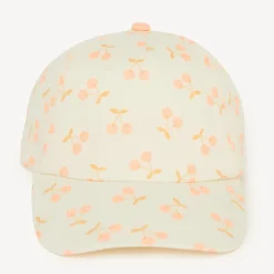 Petite casquette en twill avec motif cerise pour fille.