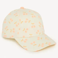 Petite casquette en twill avec motif cerise pour fille.