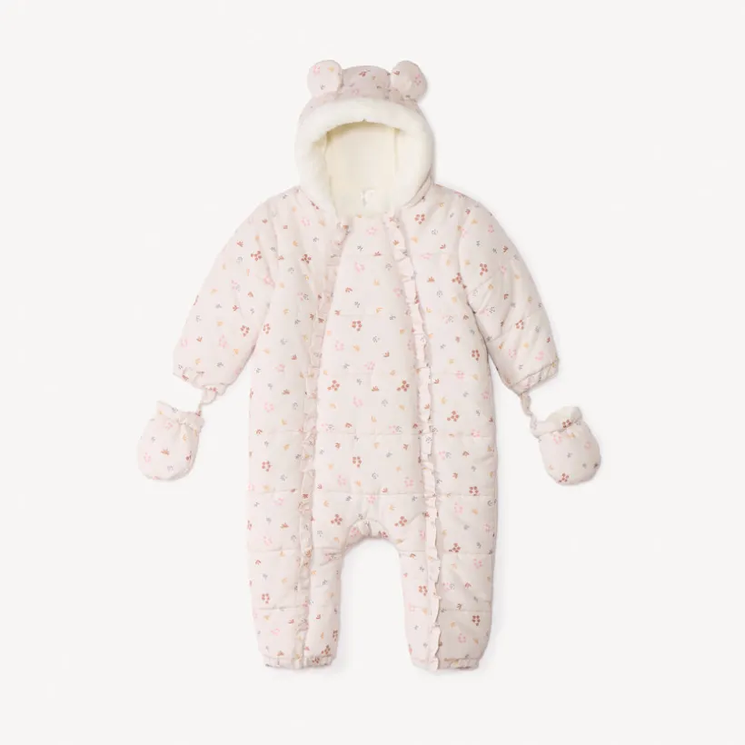 Pilotenpak met bloemenprint voor babymeisje met verschillende afwerkingen naargelang de leeftijd