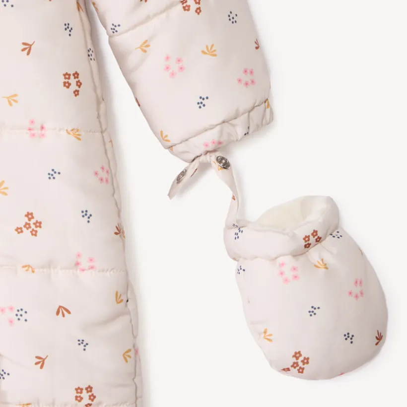 Pilotenpak met bloemenprint voor babymeisje met verschillende afwerkingen naargelang de leeftijd