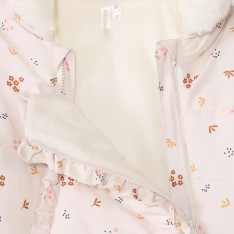 Pilotenpak met bloemenprint voor babymeisje met verschillende afwerkingen naargelang de leeftijd