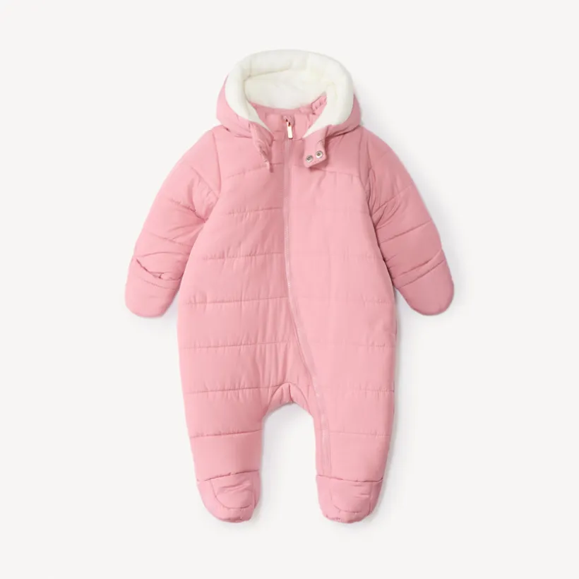 Pilotenpak van gewatteerde stof voor babymeisje met verschillende afwerkingen per leeftijdsperiode