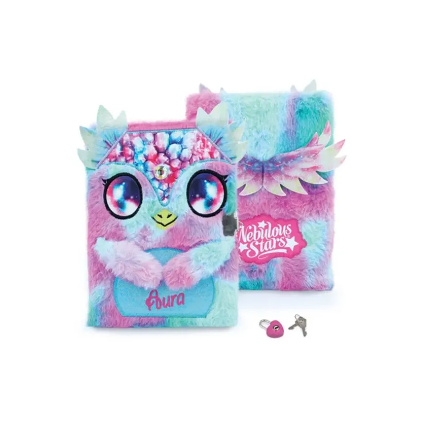 Pluche dagboek Fuzzy Diary Aura afsluitbaar met slotje Nebulous Stars