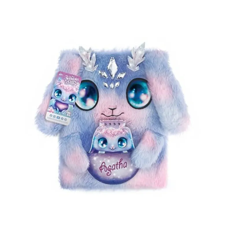 Pluchen notitieboekje Agatha Large Fuzzy violet en roze