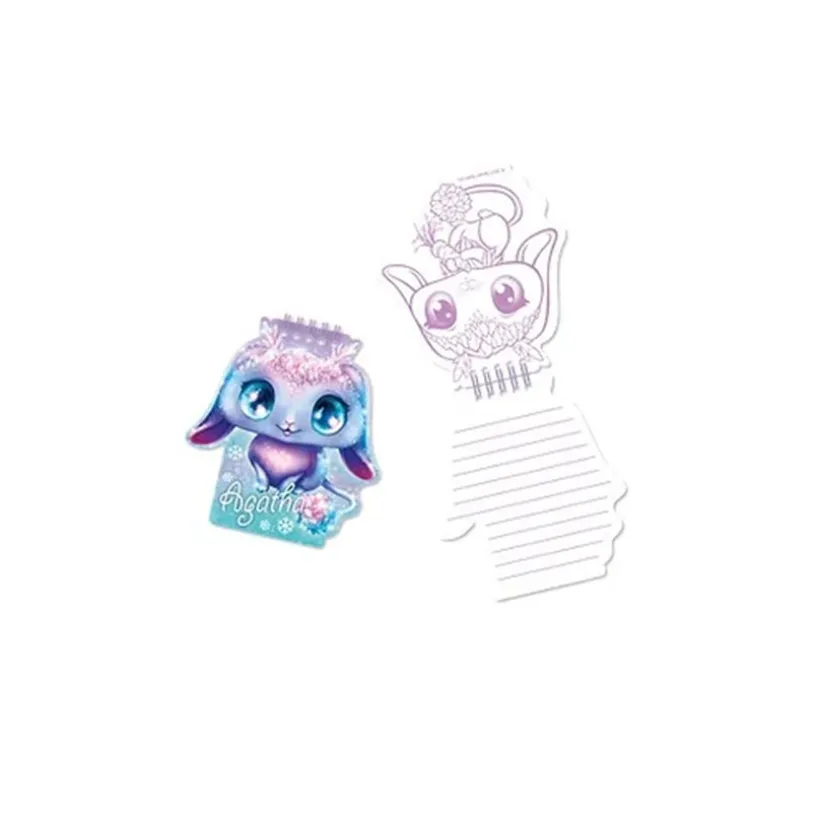 Pluchen notitieboekje Agatha Large Fuzzy violet en roze