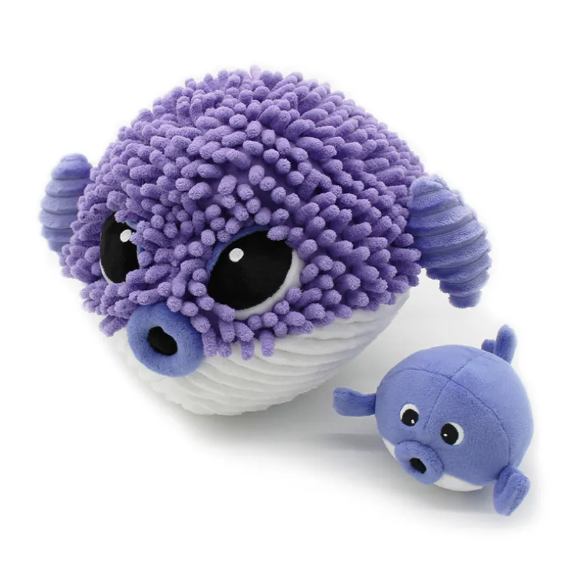 Pluche Ptipotos mama kogelvis Gobetou met haar paarse baby