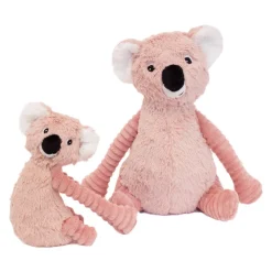 Pluche Ptipotos Roze koala met baby in ribfluweel en langharig fluweel