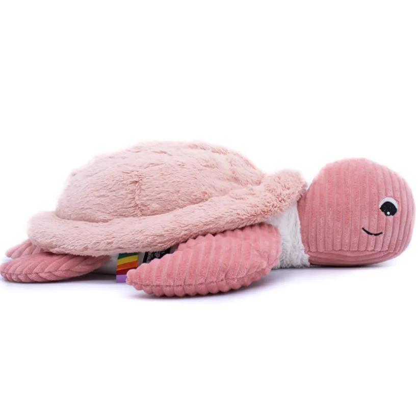 Pluche reuzenschildpad met zakje roze