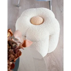 Poef en speelgoedkoffer Bloem Off White