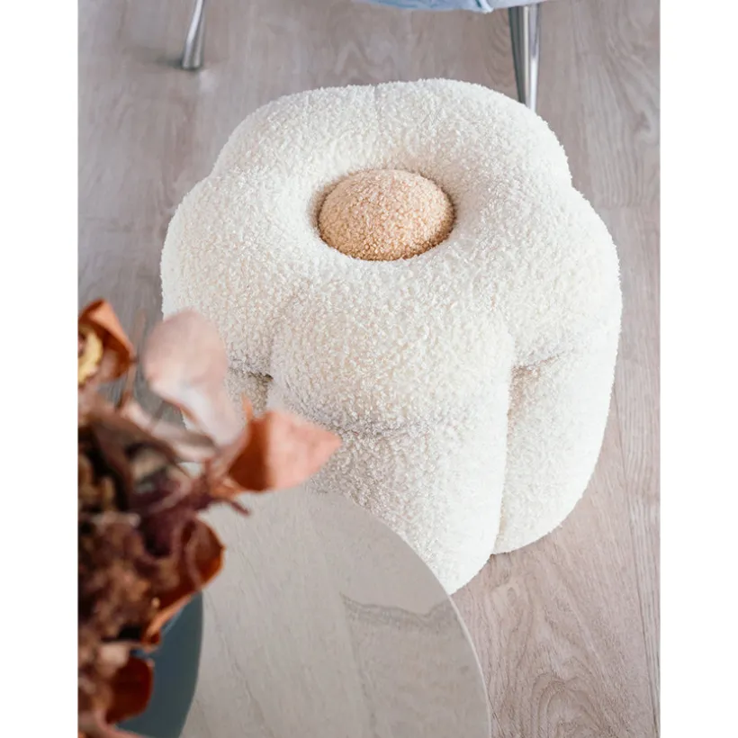Poef en speelgoedkoffer Bloem Off White