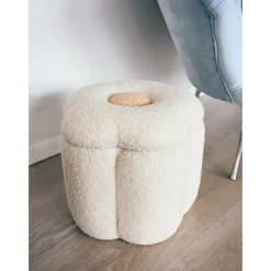 Poef en speelgoedkoffer Bloem Off White