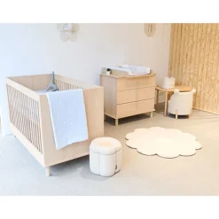 Poef en speelgoedkoffer Bloem Off White