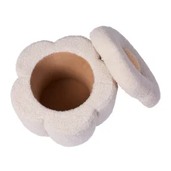 Poef en speelgoedkoffer Bloem Off White