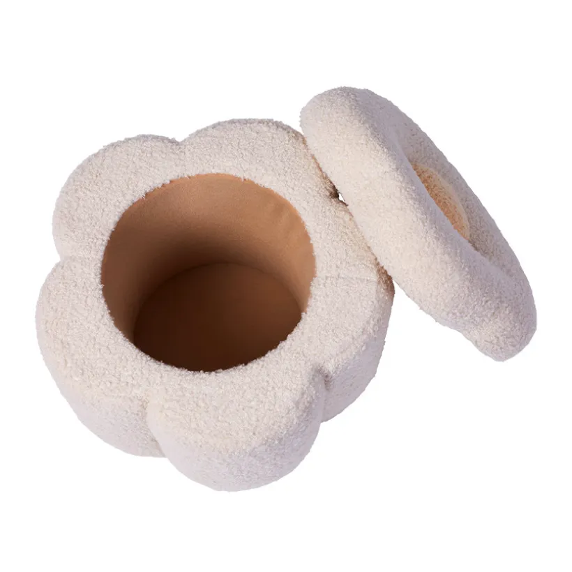 Poef en speelgoedkoffer Bloem Off White