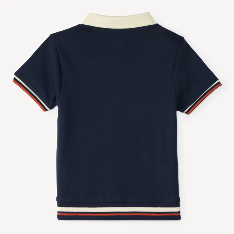Polo jongen met korte mouwen in vintage sportstijl