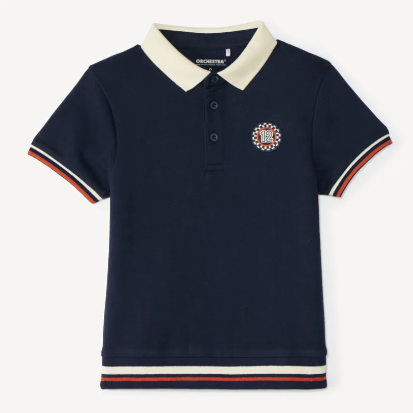 Polo jongen met korte mouwen in vintage sportstijl
