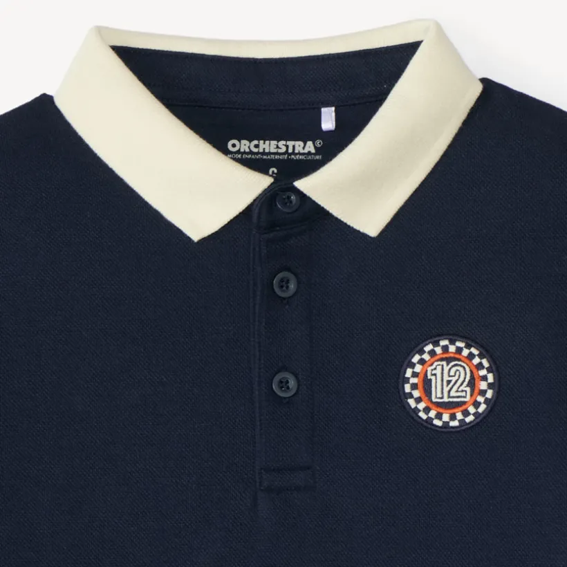 Polo jongen met korte mouwen in vintage sportstijl