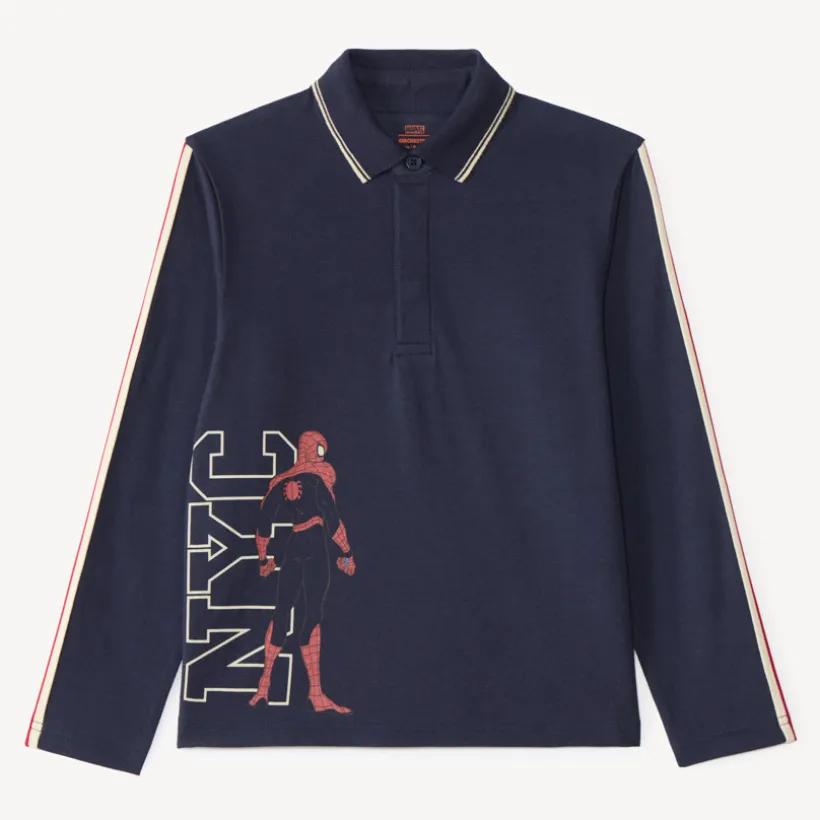 Polo jongen met lange mouwen met Spider-Man Marvel print
