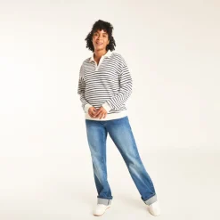 Polo marinière à manches longues pour allaitement pour femme