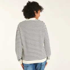 Polo marinière à manches longues pour allaitement pour femme